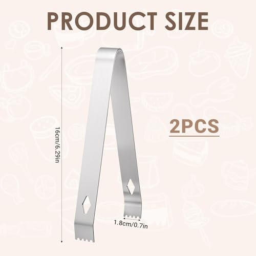Silver 2 Pack Small Stainless Steel Food Tongs 6 Inch with Serrated Edges