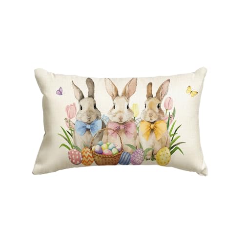 Easter Bunny Throw Pillow Cover, 12x20 Inch Polyester Cushion Case
