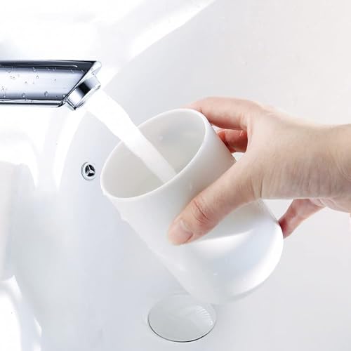 Bathroom Tumblers 2-Pack, White & White - Unbreakable 10oz Cups