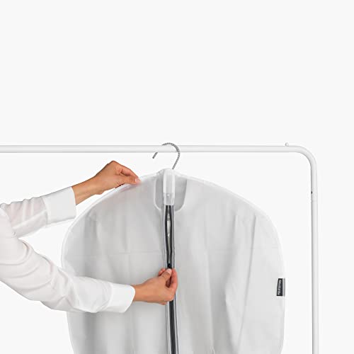 Brabantia 2 Pack X-Large Clear Hanging Clothes Protector Bags (White) Garment Covers for Closet Storage, Fits Long Coats Dresses, Dust & Moth Protection, Zip Close