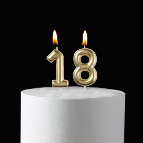 Glitter Gold 18th Birthday Candle Set - 2 Pcs Number Toppers