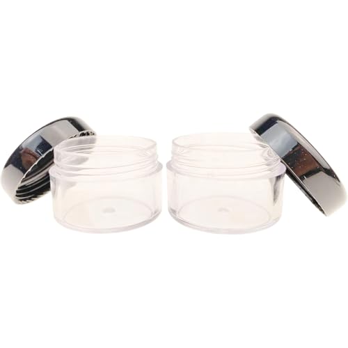 UPSTORE 25 Pack 3g Travel Containers with Black Lids, BPA Free Plastic Sample Jars