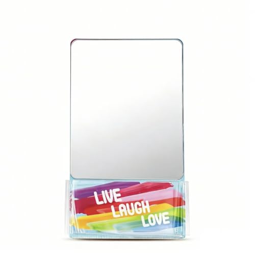 Magnetic Locker Mirror with Storage Bag - Live Laugh Love - 6.7x5.5 Inch