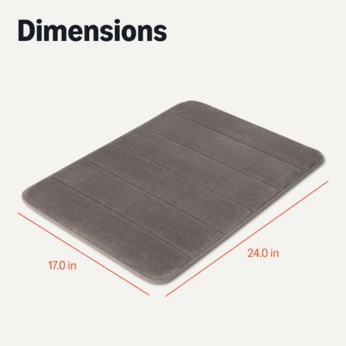 Amazon Basics Memory Foam Bath Mat, 17 x 24 Inch, Non-Slip, Dark Gray