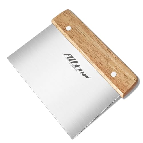 ALLTOP Stainless Steel Dough Cutter with Wooden Handle - Multipurpose Baking Tool