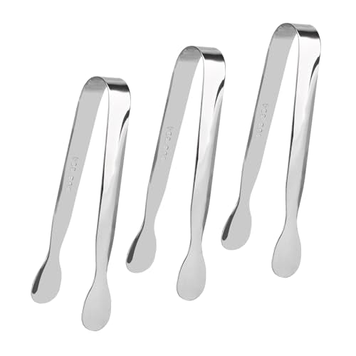 YOLCAR 3 Pack Mini Stainless Steel Serving Tongs - 4.3 Inch
