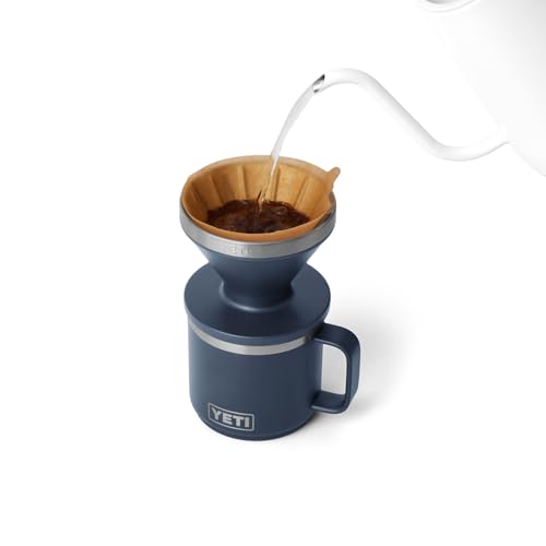 YETI Pour Over Coffee Maker Accessory Ramblers, Designed for Perfect Coffee Extraction Anywhere, Stainless Steel, fits any V60 Filter, Navy