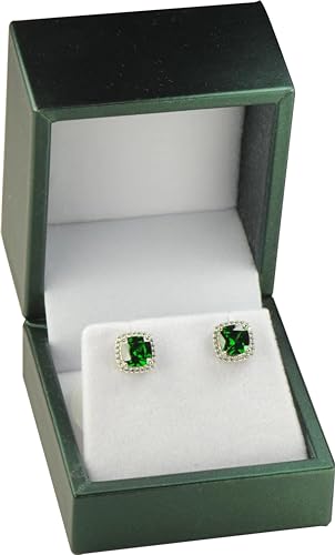 Premium Green PU Leather Earring Box for Studs & Small Jewelry