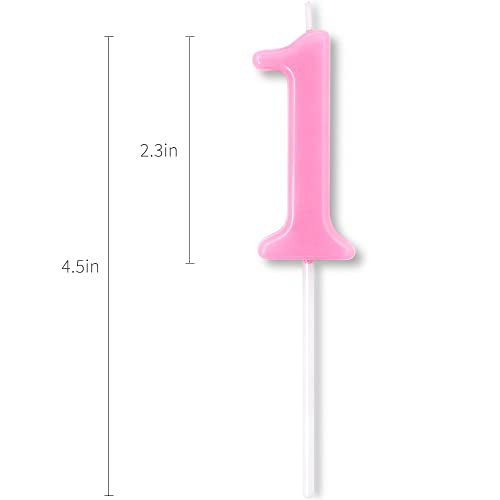 DOLLET Pink Birthday Candle for Smash Cake - Number 1