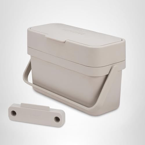 Joseph Joseph 30046 Compo Easy-Fill Compost Bin Food Waste Caddy with Adjustable Air Vent, Stone, 1 Gallon / 4 liters