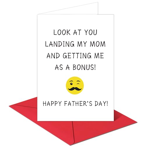 Funny Step Dad Father's Day Card with Premium Red Envelope