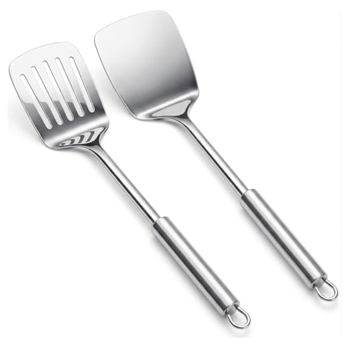Cyoufine Stainless Steel Spatula Set - Heavy Duty Kitchen Utensils for Cooking & Flipping