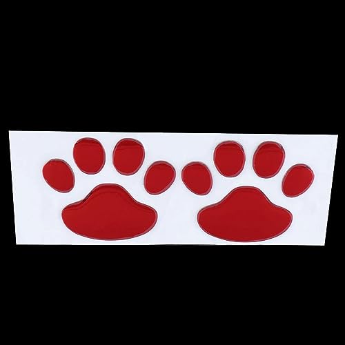 Booge 3D Dog Paw Footprint PVC Car Sticker Decal 2 Pair - Red