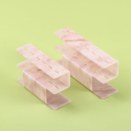 Acrylic Tweezers Holder Stand - 6-Hole Marble Pink Eyelash Organizer