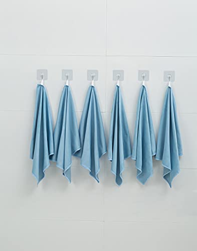 Puomue 12-Pack Microfiber Glass Cleaning Cloths, 12x16 Inch, Blue