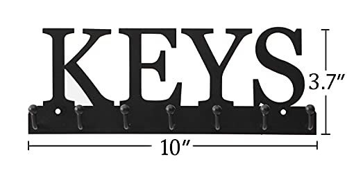 Lixgifts Wall-Mounted Key Holder with 7 Hooks, 10x1x3.7 inches - Black Metal Key Organizer for Entryway & Home Decor