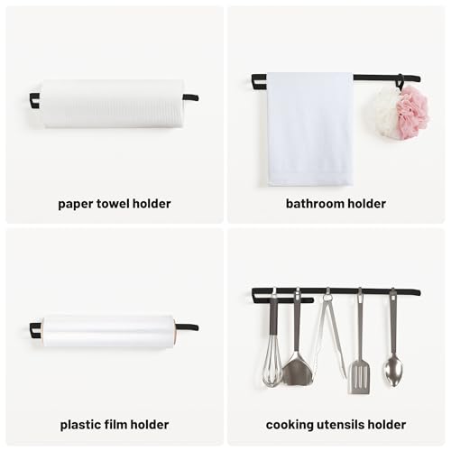 TONLEA Under Cabinet Paper Towel Holder - Matte Black Steel, 2-Pack