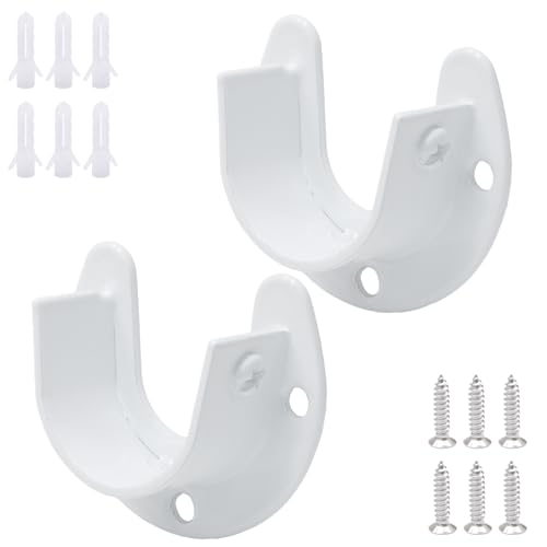 Biaungdo 1-1/4 Inch Heavy Duty Closet Rod End Supports - 2 Pack, White