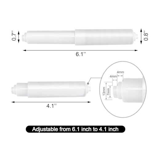 2 Pack White Toilet Paper Roll Holders, Adjustable Bathroom Replacement Rods