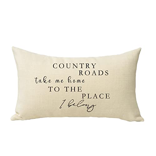 Country Roads Take Me Home Christmas Decorative Pillow Cover 20" x 12"