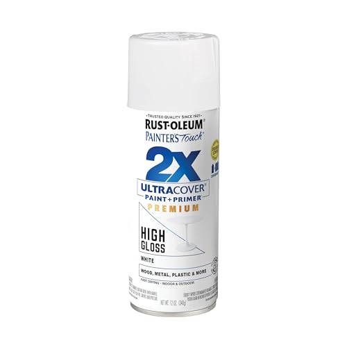 Rust-Oleum Painter's Touch 2X Ultra Cover Spray Paint, High Gloss White, 12 oz