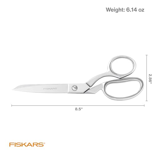 Fiskars 8" Bent Stainless Steel Fabric Scissors for Precision Cutting