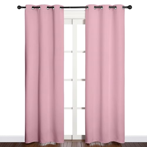 NICETOWN Blackout Curtains, 34x84 Inch Grommet Panels, Crystal Pink, 2 Pack