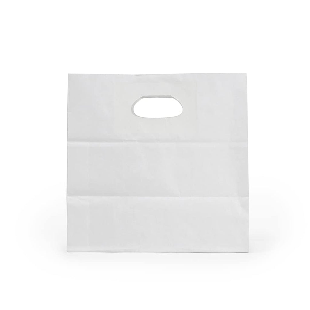 Restaurantware-Bag Tek 11 x 7 Inch Paper Take Out Bags, 100 With Handles Paper Shopping Bags - Rectangle, Medium, White Paper Gift Bags, Sturdy, For Shopping, Parties, Or Take Out