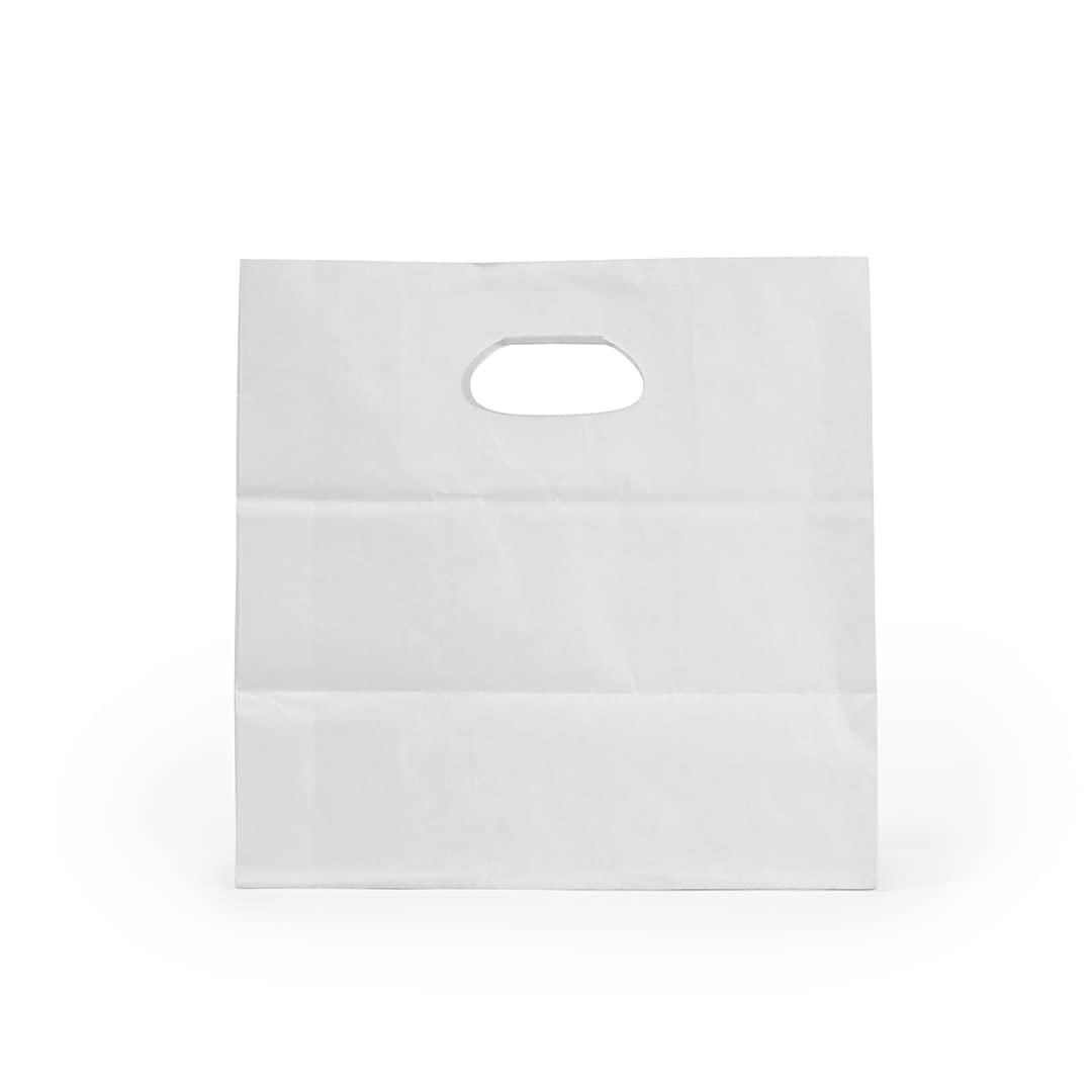 Restaurantware-Bag Tek 11 x 7 Inch Paper Take Out Bags, 100 With Handles Paper Shopping Bags - Rectangle, Medium, White Paper Gift Bags, Sturdy, For Shopping, Parties, Or Take Out