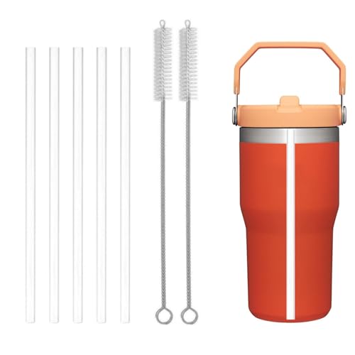 Fit Stanley IceFlow 20oz Tumbler Replacement Clear Drinking Straw with Cleaning Brush - Compatible with Flip Series