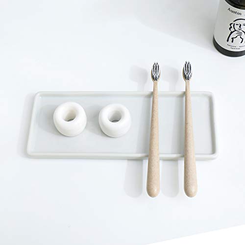 Airmoon Mini Ceramic Toothbrush Holder - White Countertop Organizer, Pack of 2