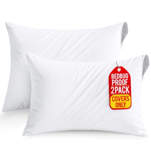 King Size Pillow Protectors Set of 2 - Waterproof & Bed Bug Proof