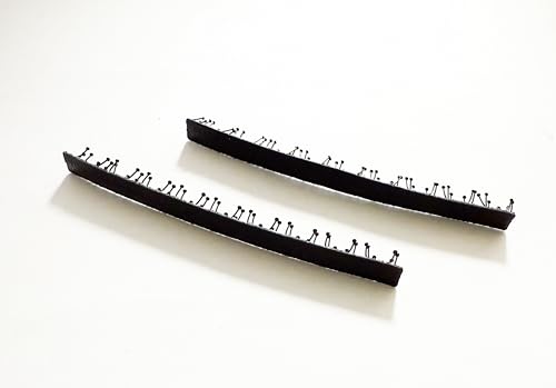 KAMIPITA No-Bend Hair Clips Set of 2 - Faux Leather Brown Japanese Velour Ribbon Clip for Crease-Free Styling