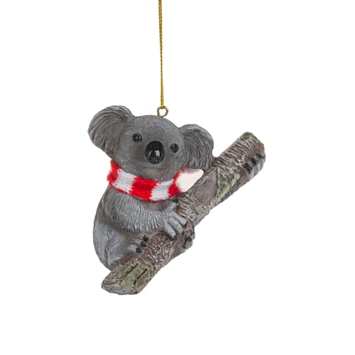 Koala Bear Christmas Ornament with Candy Cane Scarf - Wildlife Holiday Decor