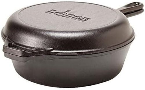 Lodge Cast Iron Combo Cooker - 2-in-1 PFAS-Free 3.2 Quart Deep Pot & 10.25 Inch Skillet Set - Perfect for Sourdough, Frying & Camping