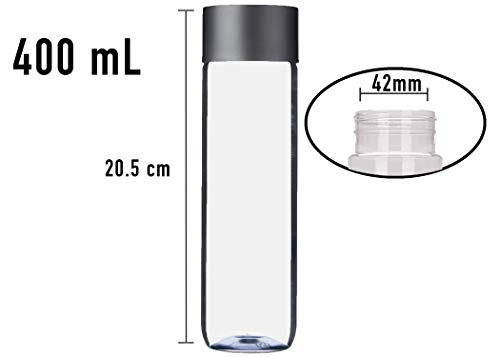 400ml Reusable Plastic Juice Bottles with Black Caps - Leak Proof & Wide Mouth