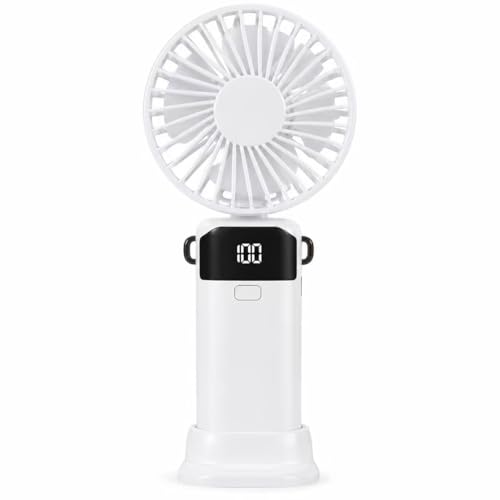 SKYBNNY Mini Portable Handheld Fan, 5-Speed USB Rechargeable Fan - White