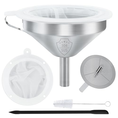 304 Stainless Steel Kitchen Funnel Set with Fine Mesh Strainers