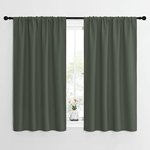 NICETOWN Dark Mallard Blackout Curtains 42x54 Inch Pack of 2 All Season Thermal Insulated Room Darkening Drapes