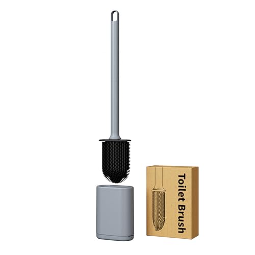 Kucucyle Dual-Sided Silicone Toilet Brush & Holder Set - Gray RV Cleaner