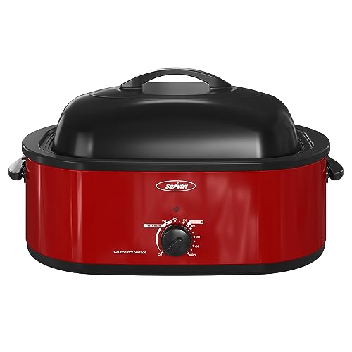 20 Quart Electric Roaster Oven with Self-Basting Lid - Red
