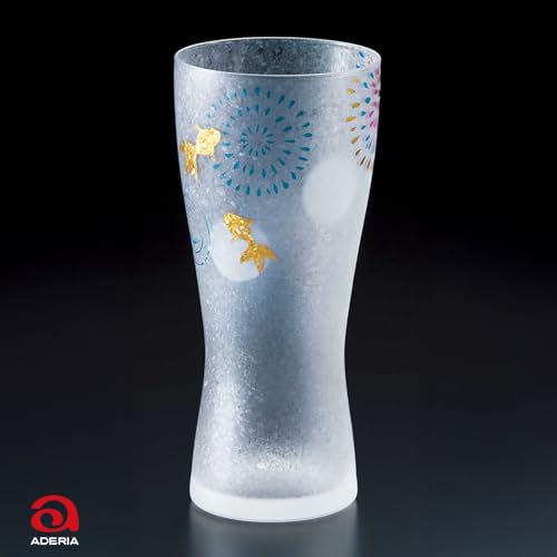 Aderia Japanese Fireworks Glass - 10oz Beer Glass with Goldfish & Fireworks Design - Variation: Fireworks / Single Item