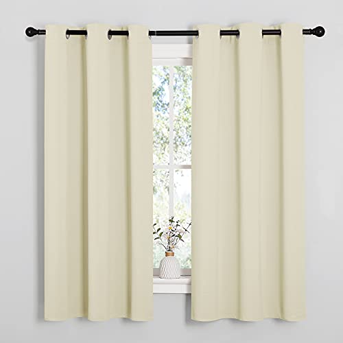 NICETOWN Beige Blackout Curtains - 42" W x 63" L Room Darkening Drapes (2 Panels)