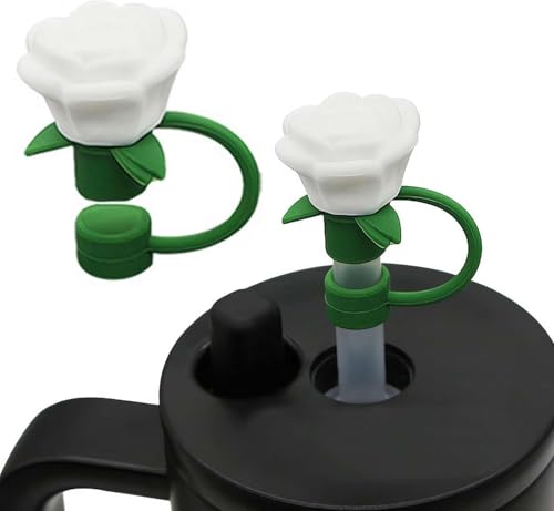 Rose Flower Silicone Straw Covers for Stanley Cup - 10mm Dust Caps