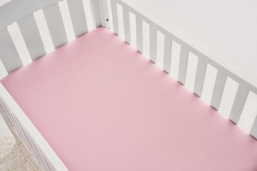 American Baby Company Fitted Crib Sheets, 2 Pack, White & Pink, 28"x52"