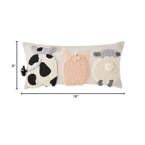 Mud Pie Raised Hook Farm Animal Pillow