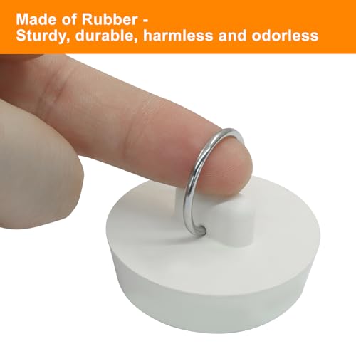 2-Pack 1.5-Inch White Rubber Bathtub Drain Stoppers - Kitchen & Bathroom