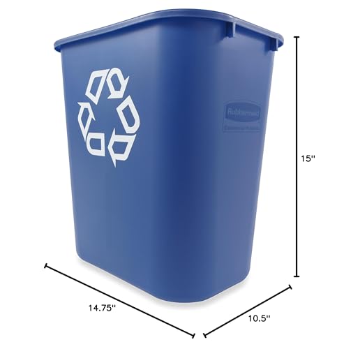 Rubbermaid Commercial 7-Gallon Deskside Recycling Can - Blue, 12-Pack