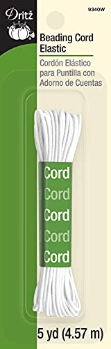 Dritz Beading Cord Elastic, White, 1/16-Inch x 5-Yard