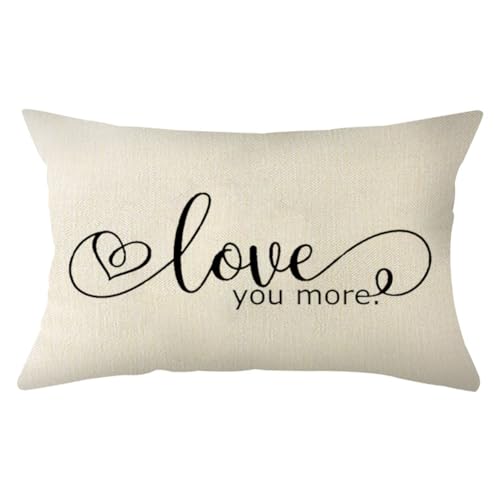 Valentine's Day Love You More Throw Pillow Cover 12x20 Inch Sofa Cushion Case